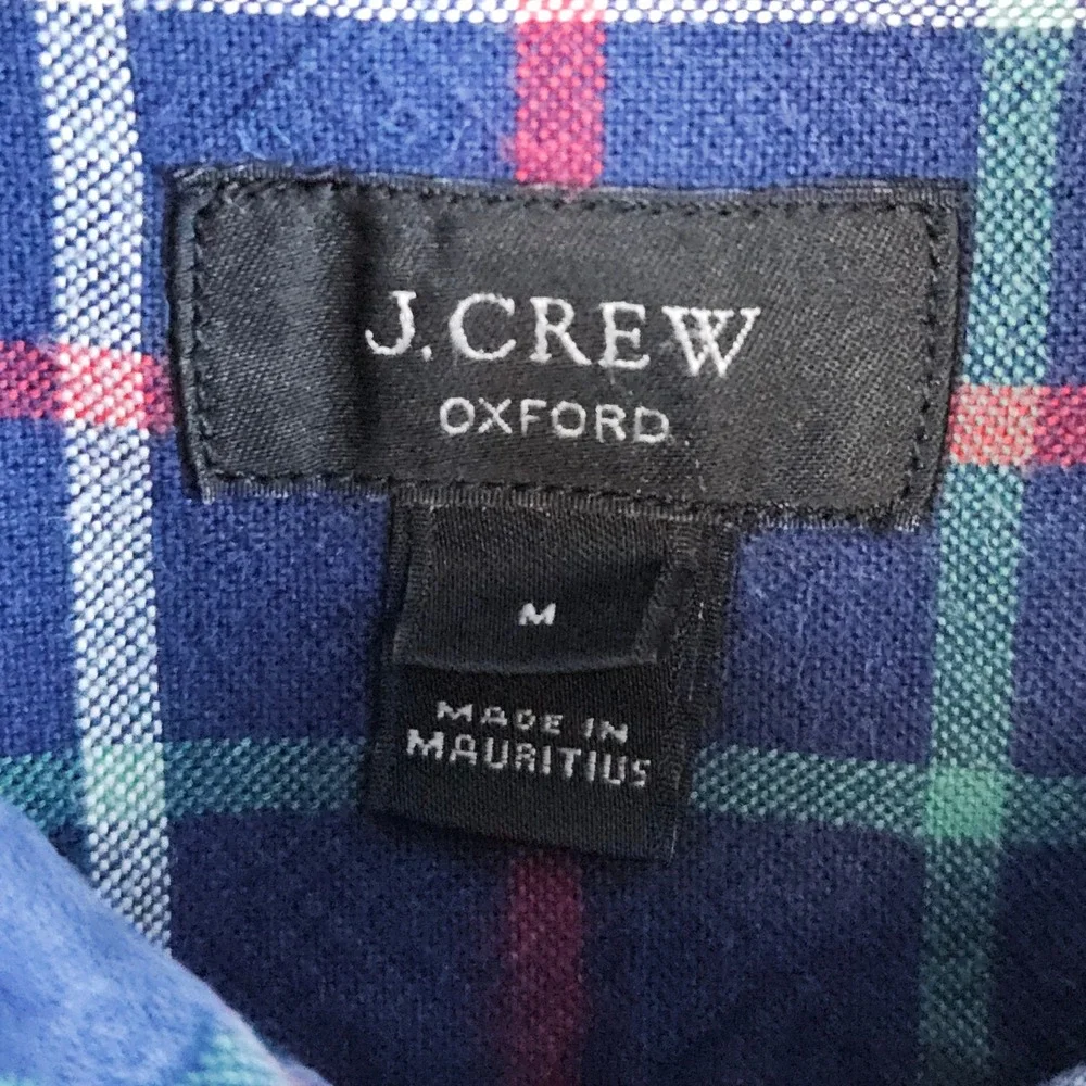 J Crew Oxford Shirt Mens Size M‎ Button Down Blue With Multicolor Windowpane